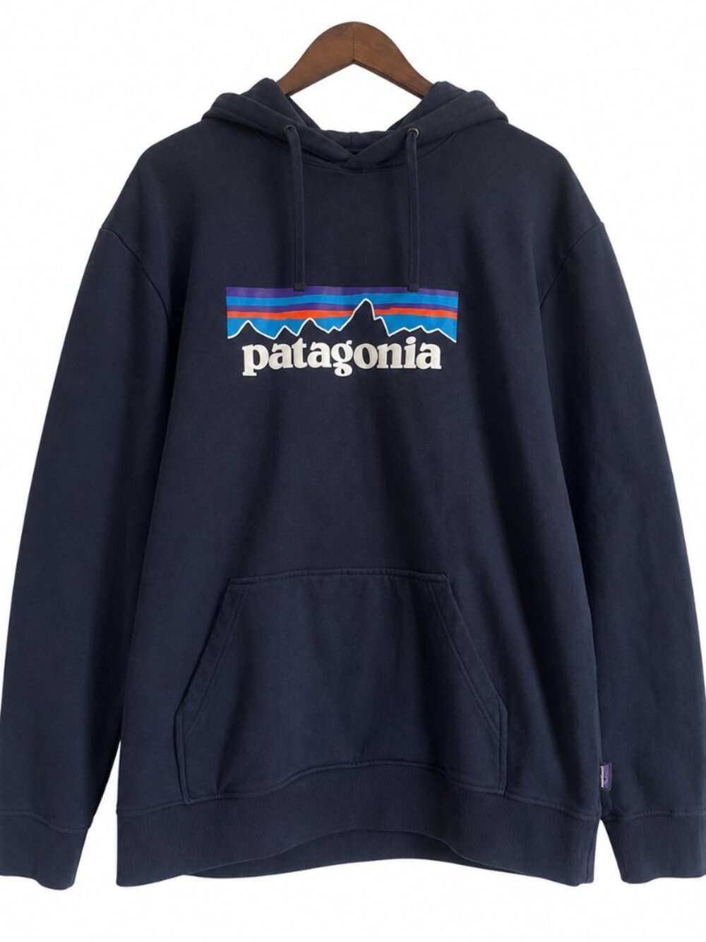 Patagonia Men's XL Navy Blue Logo Pullover Hoodie Sweatshirt - Picture 2 of 11